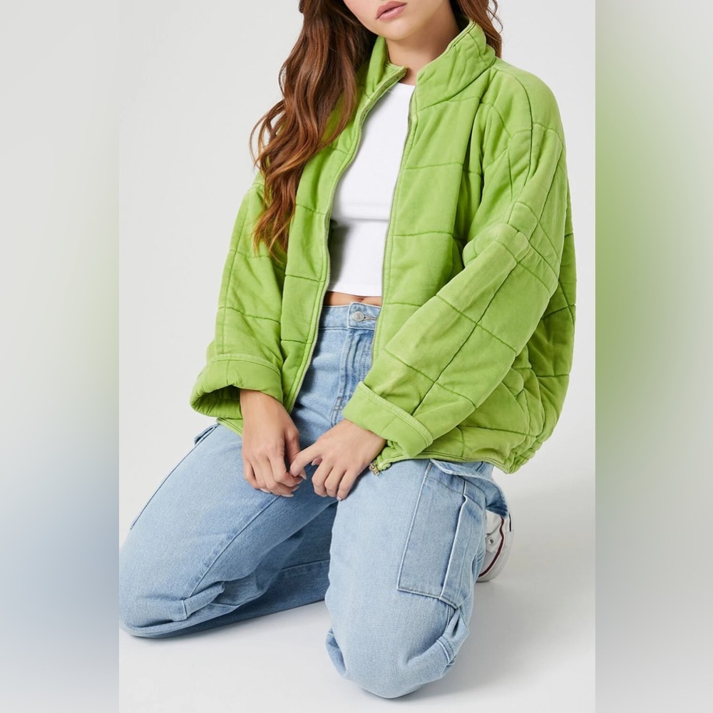 Green Quilted Women's Jacket - Lightweight Puffer Style